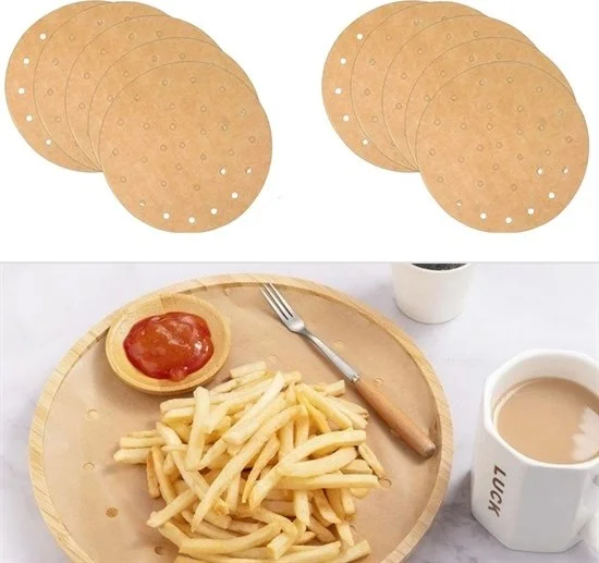 5 دي ام 100 Pcs Airfryer Baking Paper Disposable Air Fryer Round Hole Model