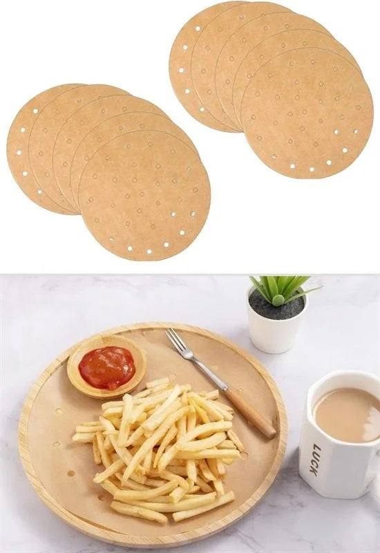 5 دي ام 100 Pcs Airfryer Baking Paper Disposable Air Fryer Round Hole Model