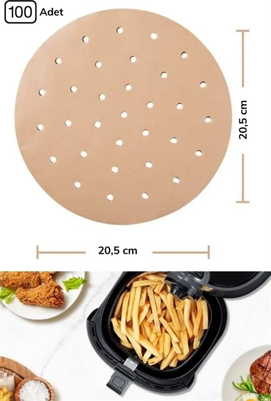 5 دي ام 100 Pcs Airfryer Baking Paper Disposable Air Fryer Round Hole Model