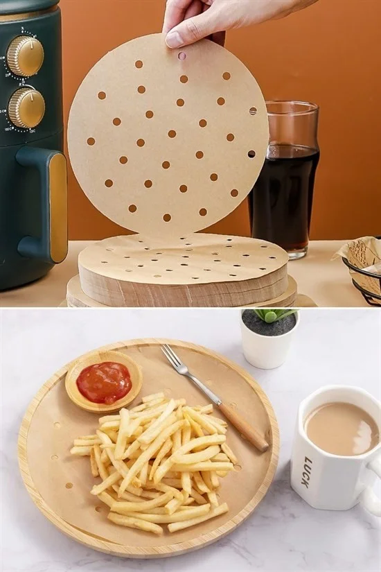 5 دي ام 100 Pcs Airfryer Baking Paper Disposable Air Fryer Round Hole Model