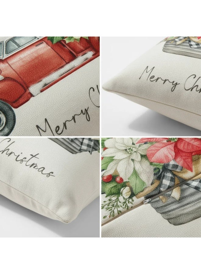 Y&D 4 قطع غطاء وسادة عيد الميلاد للديكور المنزلي 45*45 سم - Image 2