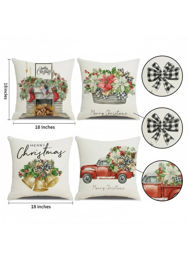 Y&D 4 قطع غطاء وسادة عيد الميلاد للديكور المنزلي 45*45 سم - Image 5