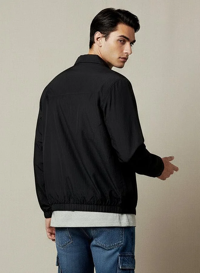 Splash FAV BLACK Men Regular Fit Zip Through Bomber Jacket for Men | Best Price UAE