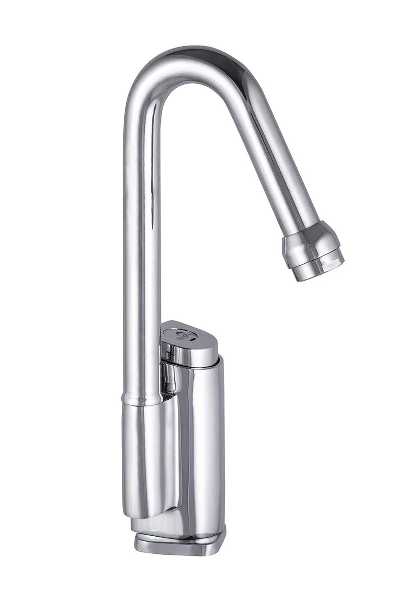 DOLPHY Self Closing Water Saving Time Delay Basin Sink brass Tap Faucet for Kitchen Bathroom Standard Silver - Image 1