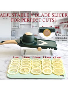 KASTWAVE Adjustable Mandoline Food Slicer for Kitchen, Ultra Sharp V-blade Vegetable Slicer with Container, Slicer Vegetable Cutter, Julienne slicer, Potato Slicer for Apple, Onion, Tomato lemon Slicer  - Image 2