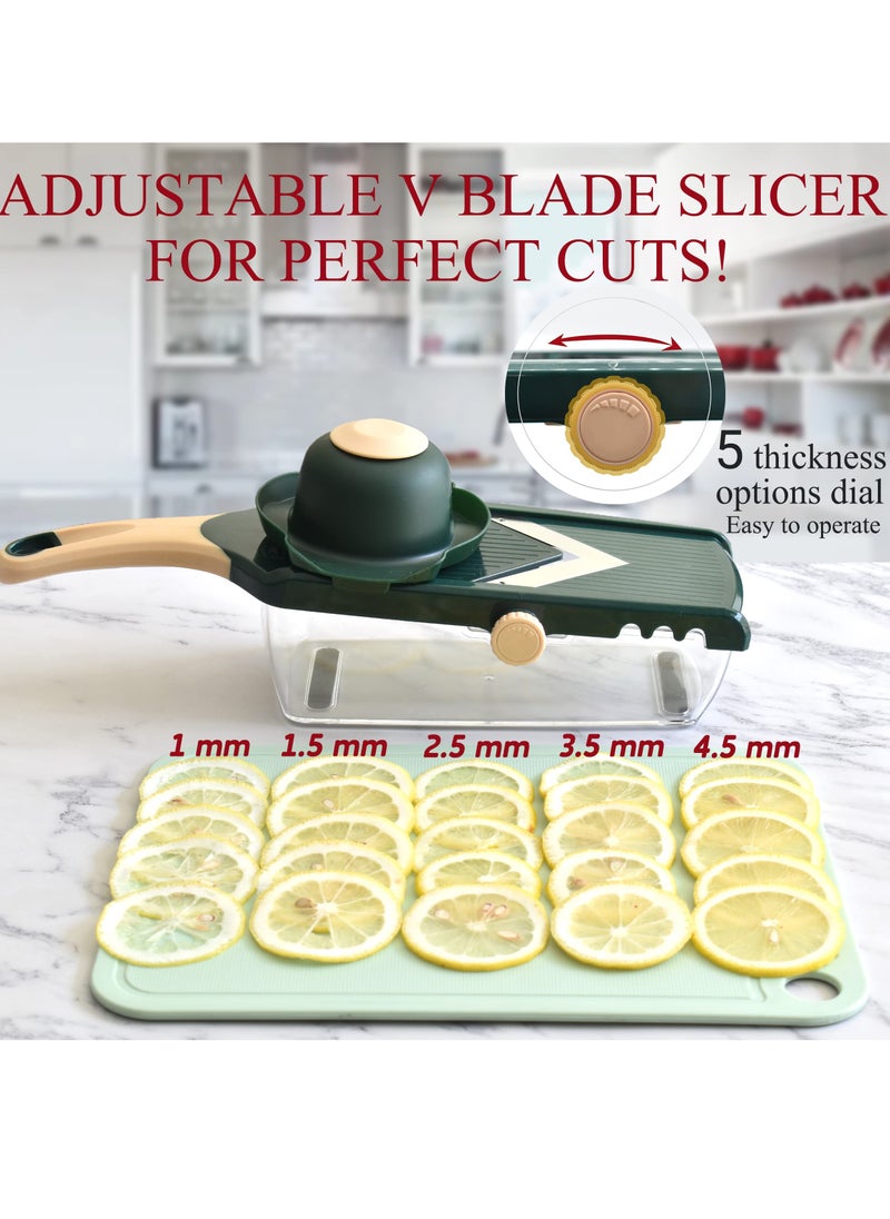 KASTWAVE - Adjustable Mandoline Food Slicer for Kitchen, Ultra Sharp V-blade Vegetable Slicer with Container, Slicer Vegetable Cutter, Julienne slicer, Potato Slicer for Apple, Onion, Tomato lemon Slicer - Image 1