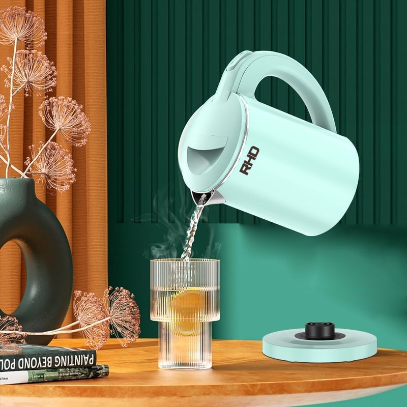 RHD 0.5L Small Portable Electric Kettle - Light Green Stainless Steel Travel Kettle with Auto Shut-Off - Image 4