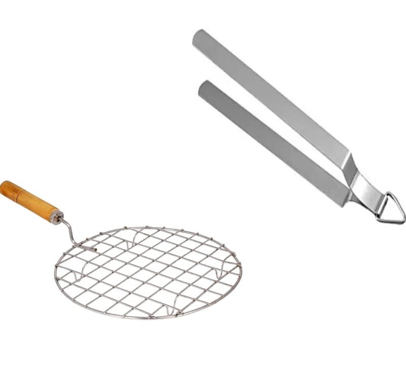 LMR3 Stainless Steel Wire RoasterRoaster net with ChimtaRoti Jari Roti Grill Papd Grill Chapati Grill Set of 2 - Image 1