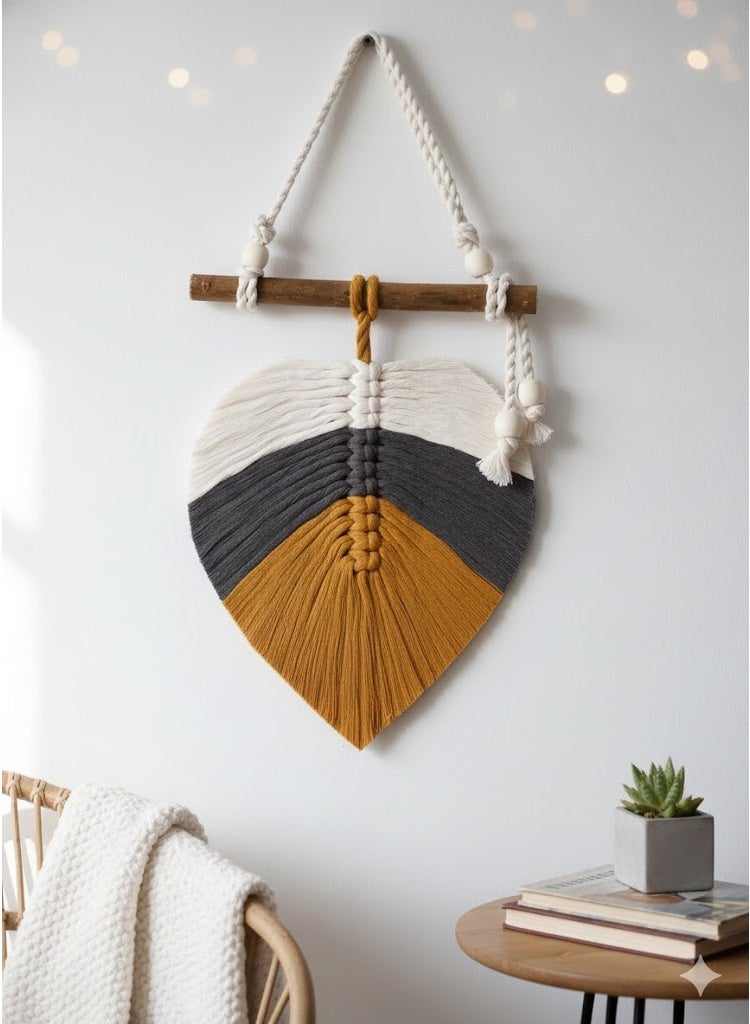 Handmade macramé featuring a leaf design crafted from natural, colorful cotton yarns adds a touch of artistry and tranquility to any space.(15 cm) - Image 2
