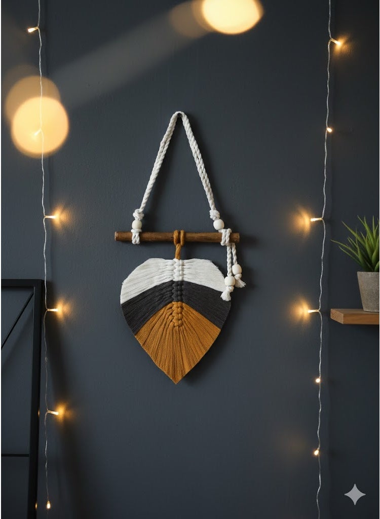 Handmade macramé featuring a leaf design crafted from natural, colorful cotton yarns adds a touch of artistry and tranquility to any space.(15 cm) - Image 1