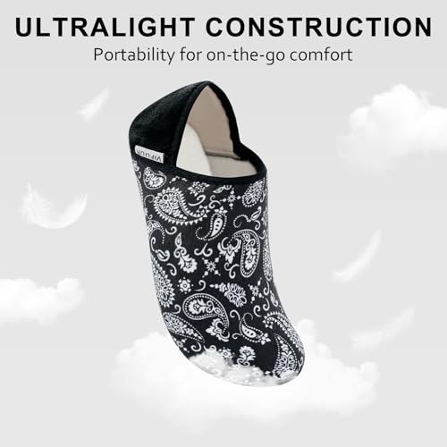 VIFUUR House Slippers for Women Men Slip on Indoor Barefoot Slipper Socks Fuzzy Cozy Sock Shoes for Home Bedroom Travel Black Cashew,38/39 - Image 5