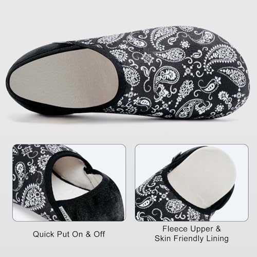 VIFUUR House Slippers for Women Men Slip on Indoor Barefoot Slipper Socks Fuzzy Cozy Sock Shoes for Home Bedroom Travel Black Cashew,38/39 - Image 3