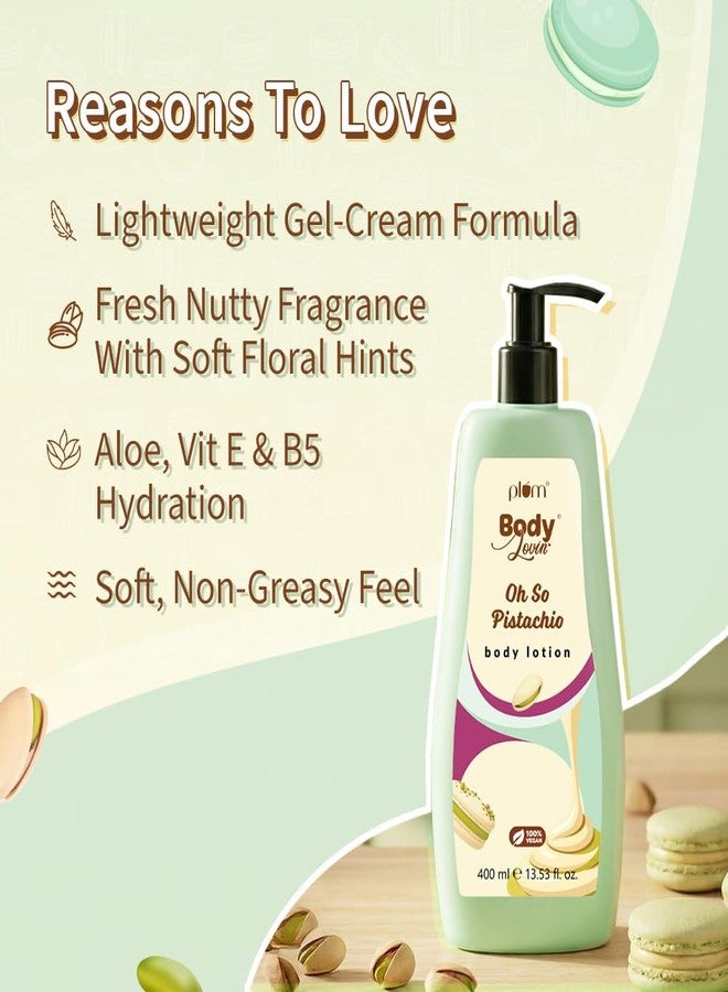 Plum BodyLovin’ Pistachio Body Lotion | Fresh Nutty Pistachio & Hazelnut Notes | Gel-Cream Formula with Aloe, Vitamin E & B5 | Deep Moisturization & Fast Absorption | Non - Greasy | For Dry-Very Dry Skin | 400 ml - Image 5