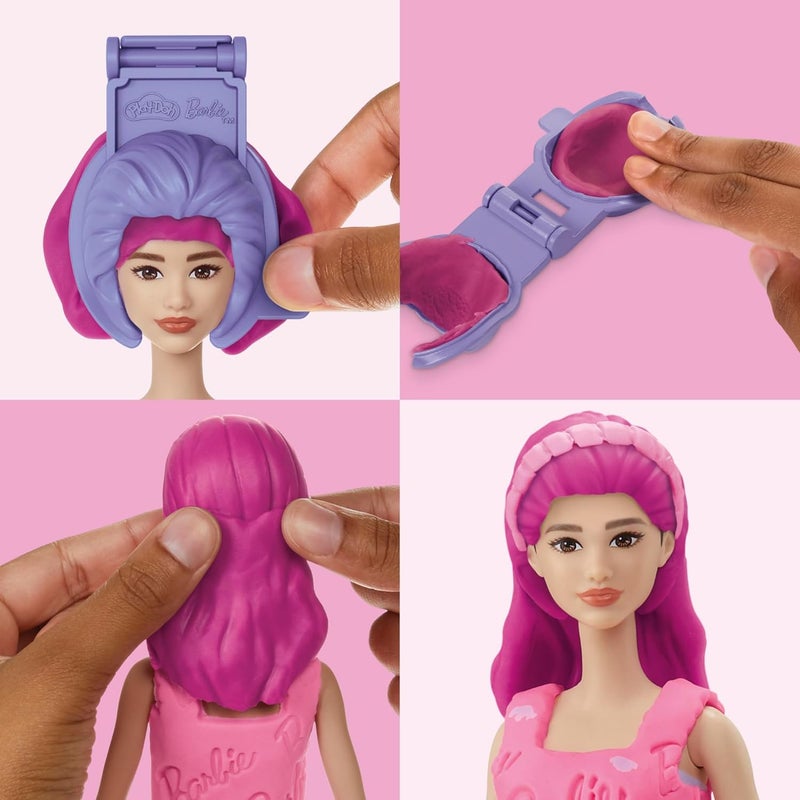 Play-Doh مجموعة باربي بلاي دو مع القلوب والشعر، اصنع ملابس الدمى مع مركب النمذجة و10 إكسسوارات أزياء، فنون وحرف للبنات والأولاد 5+ - Image 4