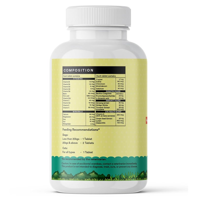 Inlife فيتامينات متعددة للكلاب والقطط والحيوانات الأليفة | جينسنغ، بروبيوتيك وبريبايوتيك، فيتامين ب12، ج، د، هـ، زنك وبيوتين مكمل للنمو الصحي، الجلد والفرو، دعم المناعة - 60 قرص - Image 4