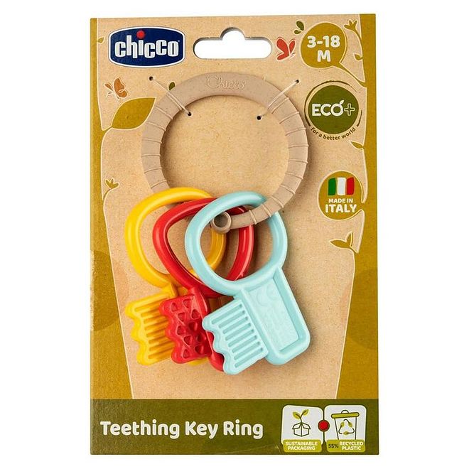 Chicco Teething Key Ring Rattle, Easy to Grab, Jiggling Sound, Recycled Plastic, 3 to 18 Months, 13.0 x 2.0 x 15.0cm - Multicolor - Image 2
