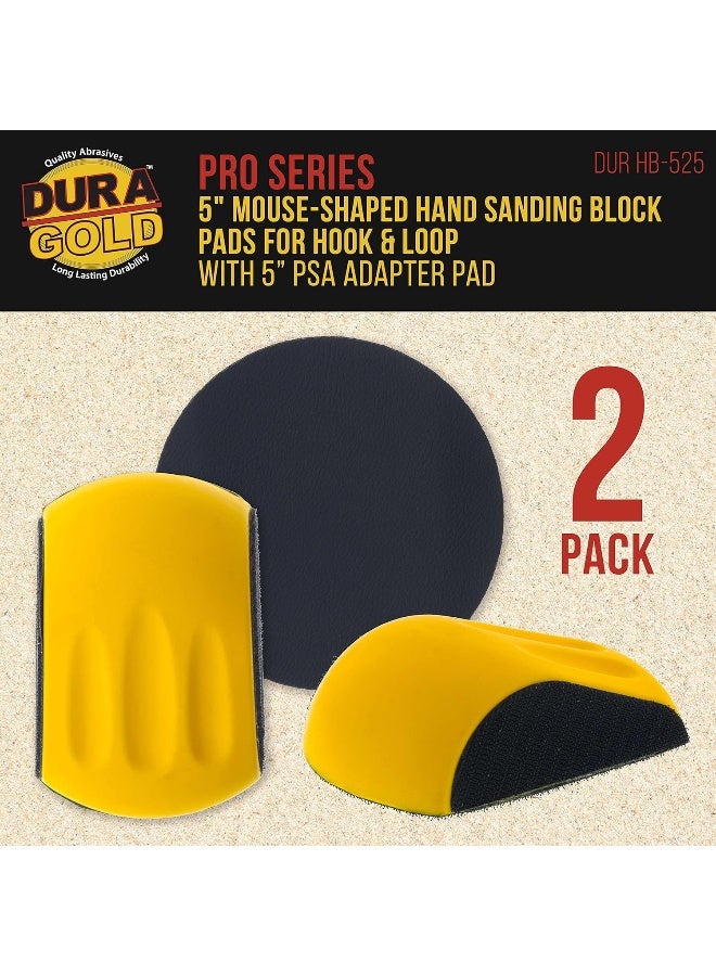 Dura-Gold Dura-Gold Pro Series 5" Mouse-Shaped Hand Sanding Block Pad for Hook & Loop and PSA 5" DA Sanding Discs, 2 Pack  - Image 2