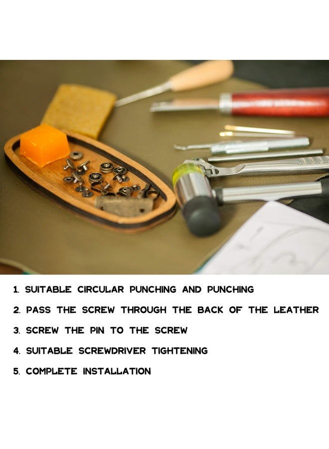 Framendino 30 Pack Screw Back Rivets Metal Flat Head Stud Purse Feet Spike Purse Handbag Nail Head Stud Flat Buckle Button Cap Rivets - Image 4