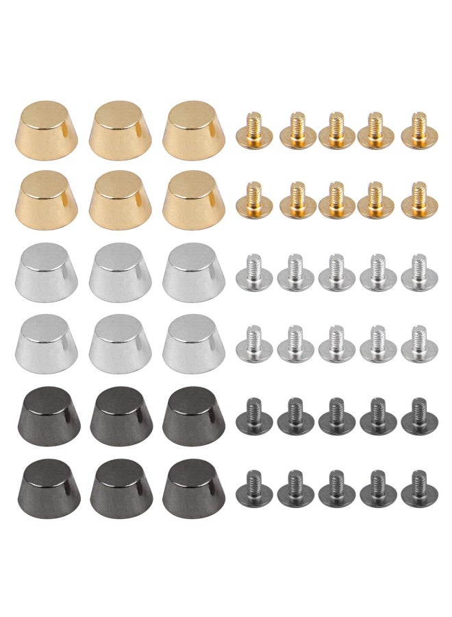 Framendino 30 Pack Screw Back Rivets Metal Flat Head Stud Purse Feet Spike Purse Handbag Nail Head Stud Flat Buckle Button Cap Rivets - Image 1