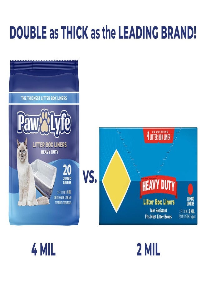 paw-lyfe PawLyfe Jumbo Cat Litter Box Liners - 4MIL Extra Thick Heavy Duty Drawstring Kitty Litter Bags - Scratch and Tear-Resistant XL Cat Pan Liners for Easy Litterbox Cleanup - 36" x 18" - Box of 20 Liners - Image 3