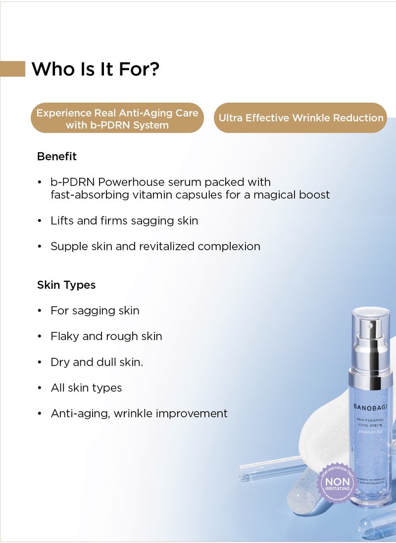 Banobagi BANOBAGI Rejuvenating Vital Anti Aging Serum for Face - Fine Lines & Wrinkle Removal bPDRN System with Hyaluronic Acid & Vitamin C – Korean Skincare 30ml - Korean Serum for face  - Image 2