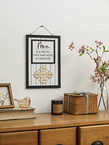 WODOHOLO Personalized Mom Puzzle Sign, Mom You Are the Piece That Holds Us Together,Thanksgiving Christmas Mothers Day Gifts, Customized Moms Puzzle Piece Sign for Home Wall Decor - Image 4
