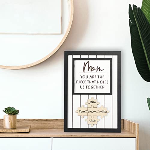 WODOHOLO Personalized Mom Puzzle Sign, Mom You Are the Piece That Holds Us Together,Thanksgiving Christmas Mothers Day Gifts, Customized Moms Puzzle Piece Sign for Home Wall Decor - Image 5