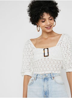TOPSHOP Buckle Detail Lace Crop Top  - Image 1