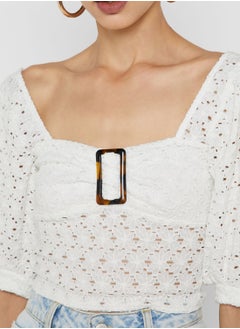 TOPSHOP Buckle Detail Lace Crop Top  - Image 3