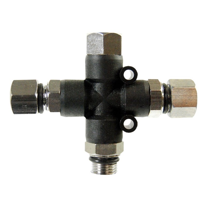 Master Airbrush 3 Way Airbrush Air Hose Splitter Manifold with 1/8" BSP Fittings; 3 Male Air Outlets and 1 Female Air Inlet