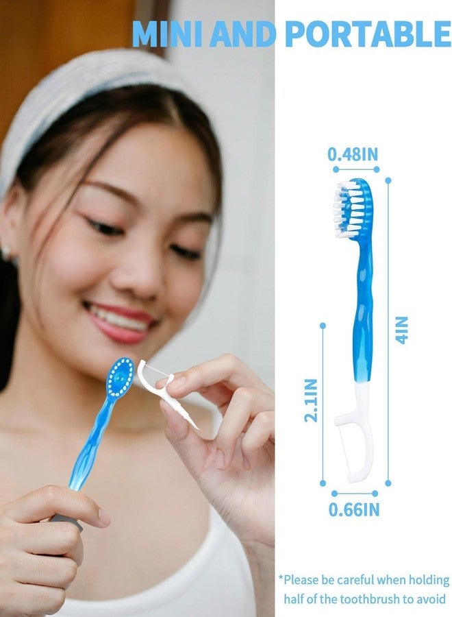 Aecsze 5 in 1 Disposable Mini Toothbrushes Travel Size with Toothpaste, Floss, Pick & Tongue Scraper, Individually Wrapped, Portable Oral Care Set, 90 Packs, Mix 4 Flavors - Image 2