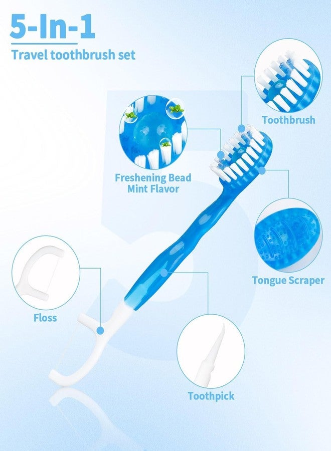 Aecsze 5 in 1 Disposable Mini Toothbrushes Travel Size with Toothpaste, Floss, Pick & Tongue Scraper, Individually Wrapped, Portable Oral Care Set, 90 Packs, Mix 4 Flavors - Image 3