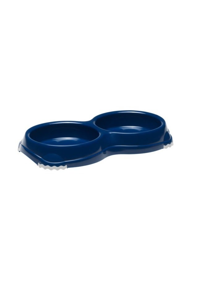Moderna Smarty Double Bowl for Pets,Food & Water Dish | Compact & Durable | Blue | 2 x 200ML