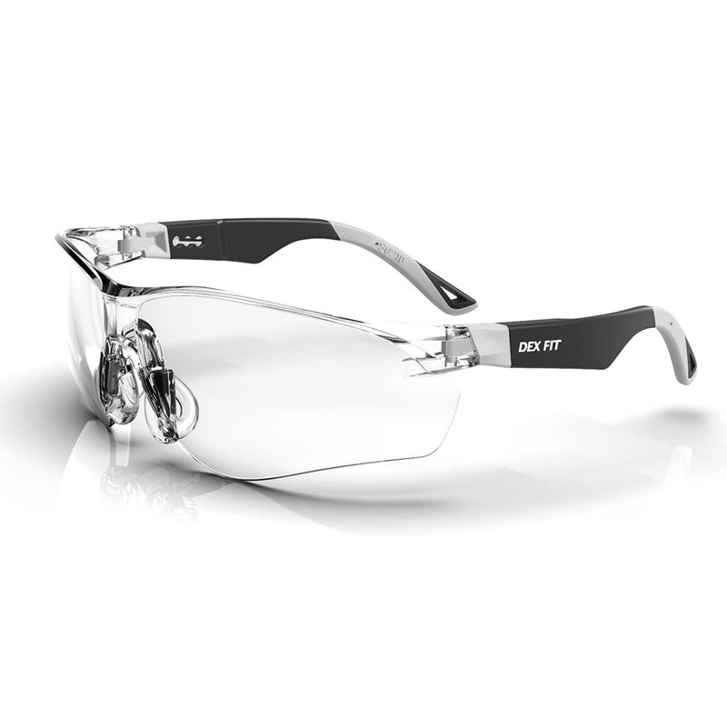 نظارات أمان DEX FIT SG210 Z87 حماية العين مضادة للضباب مقاومة للخدش قابلة للتعديل للنساء والرجال حماية من الأشعة فوق البنفسجية إطار أسود رمادي عدسة شفافة