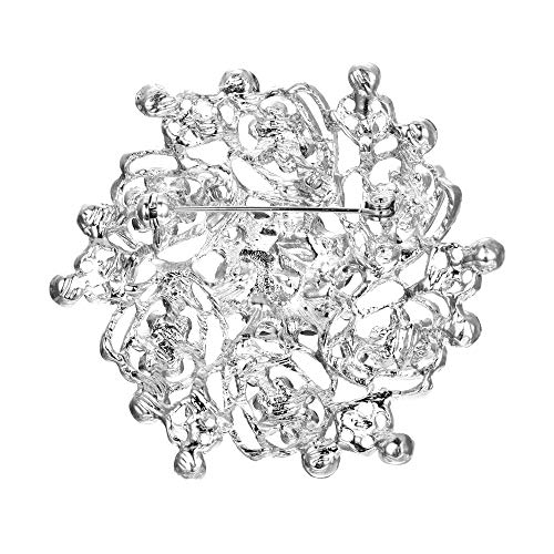 EVER FAITH Women's Austrian Crystal Elegant Flower Bridal Corsage Brooch Pin Clear Silver-Tone - Image 5