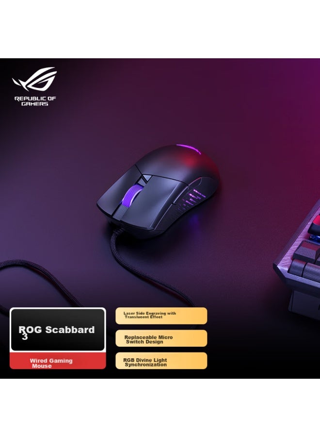 Rog Zhanren 3 Wired Edition, Lightweight Mouse, Black Myth： Wukong, Wired Gaming Mouse, Soft Umbrella Cord, Rgb Lighting Effects, Plug-and Micro Switch, 19000 Dpi - Image 1