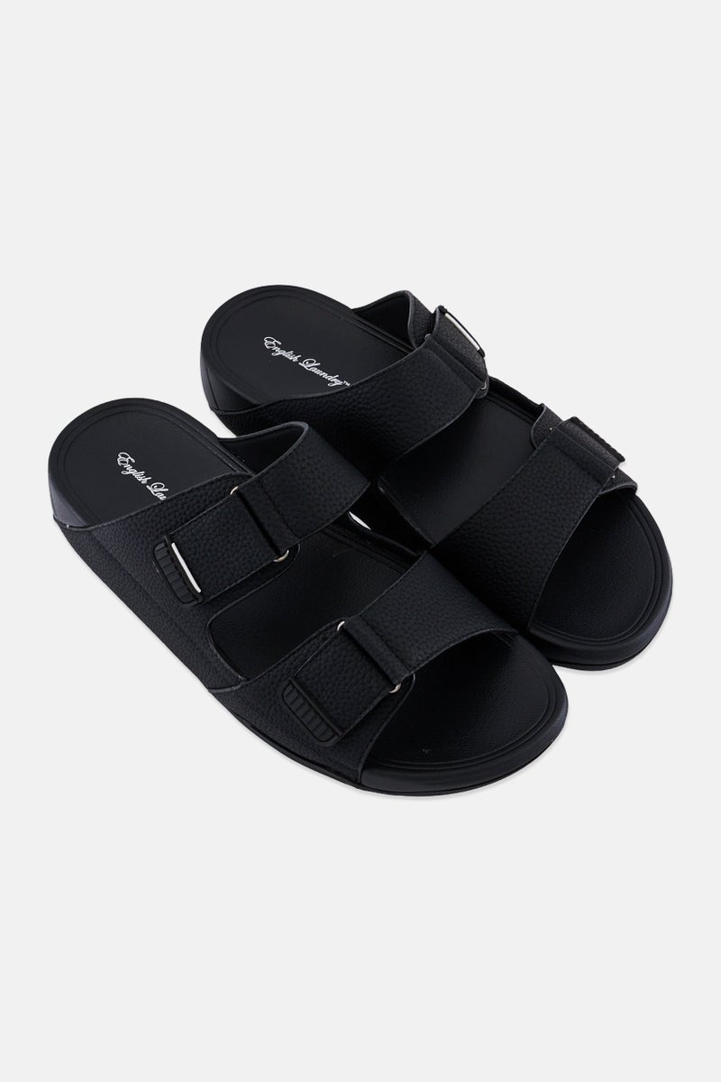 English Laundry صنادل عربية للرجال برباطين، سوداء - Image 3