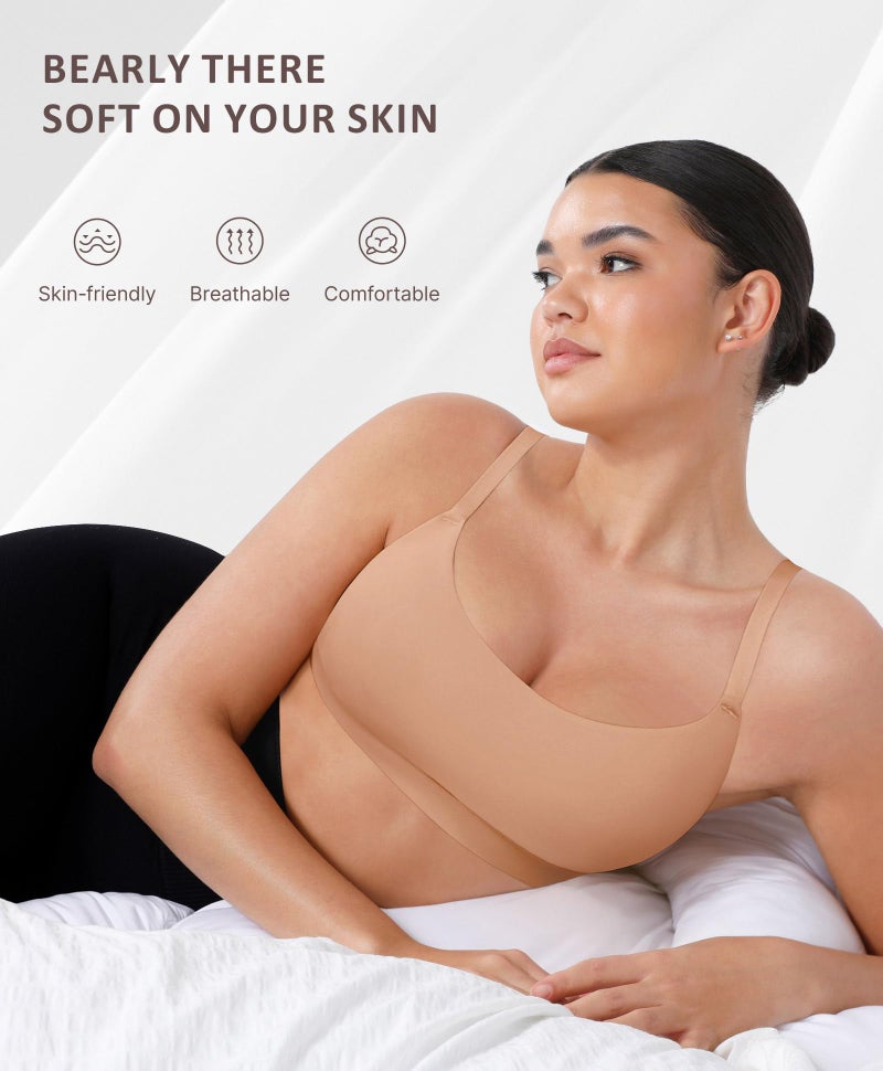 FeelinGirl Bralettes for Women Seamless Wireless Bras, No Wire Unlined Comfort Buttery Soft Bras for Sleep Everyday, Dark Skin, XL - Image 4