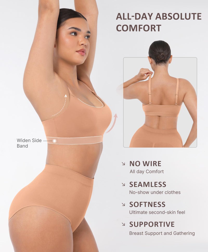 FeelinGirl Bralettes for Women Seamless Wireless Bras, No Wire Unlined Comfort Buttery Soft Bras for Sleep Everyday, Dark Skin, XL - Image 2