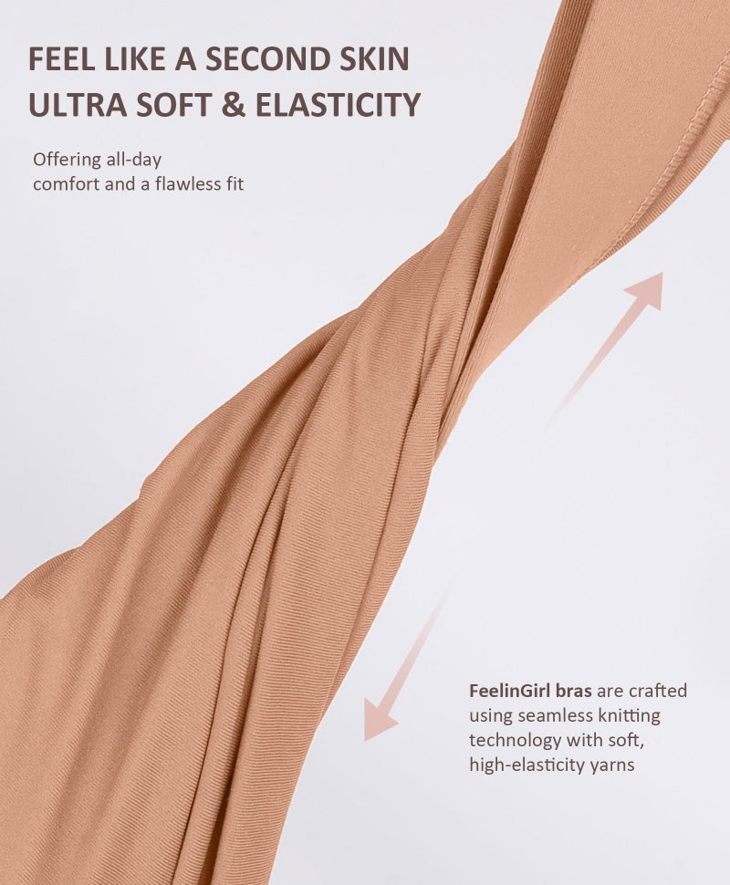 FeelinGirl Bralettes for Women Seamless Wireless Bras, No Wire Unlined Comfort Buttery Soft Bras for Sleep Everyday, Dark Skin, XL - Image 5