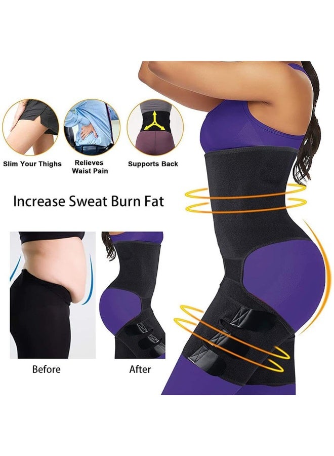 Ru syanl 3-in-1 Neoprene Workout Set for Women - Adjustable Waist-Thigh Trainer for Core Training Slimming Waist Belt  - Image 2