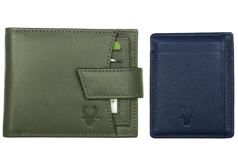 Wildhorn ® Leather Wallet & Blue Safiano Card Case Combo Gift Hamper for Men - Image 1