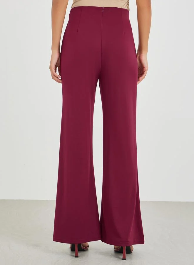 Styli Styli High Rise Wide Leg Pants with Pintuck Detail