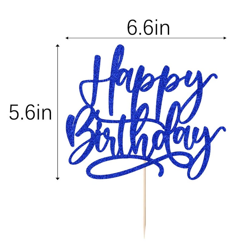 Kaoenla Blue Happy Birthday Cake Decoration-royal blue happy birthday cake topper?boys and girls  men and women Birthday/Anniversary cakes Selected decorative (Blue) - Image 3