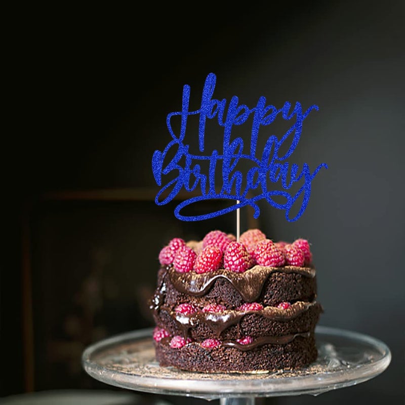 Kaoenla Blue Happy Birthday Cake Decoration-royal blue happy birthday cake topper?boys and girls  men and women Birthday/Anniversary cakes Selected decorative (Blue) - Image 5