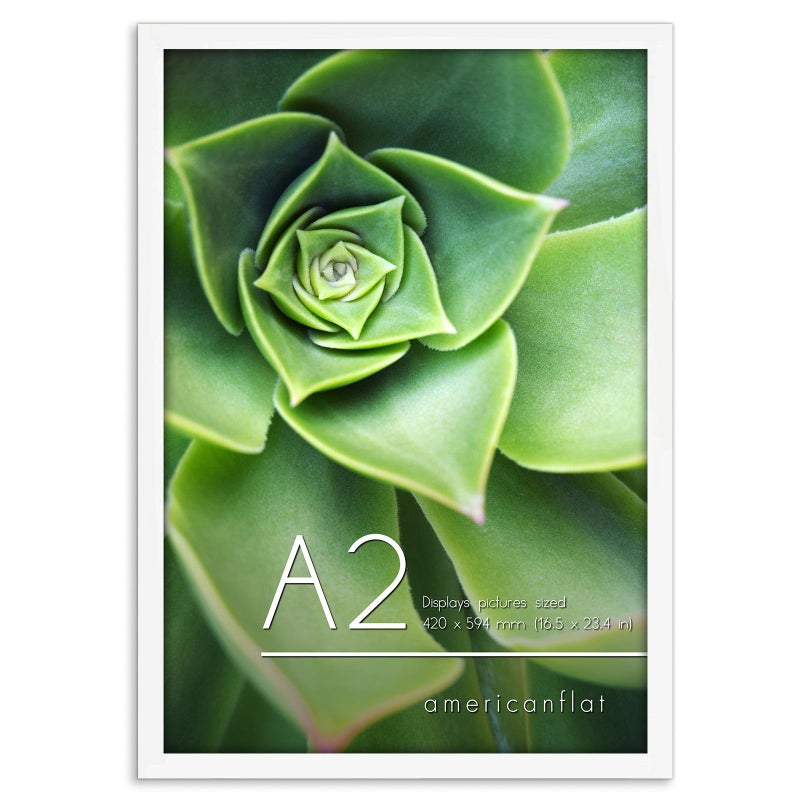 Americanflat A2 Picture Frame with Polished Plexiglass  165x234 Frame with Engineered Wood  Signature Collection  A2 Frame for Wall Display  White