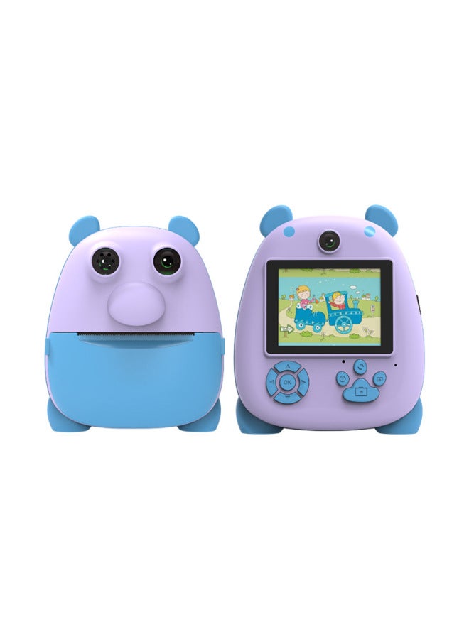 Children HD Camera Baby Birthday Gift Hot Fun Print Camera Selfie-Ready Camera-Colour:Purple+32g Memory Card+card Reader+adapter - Image 1