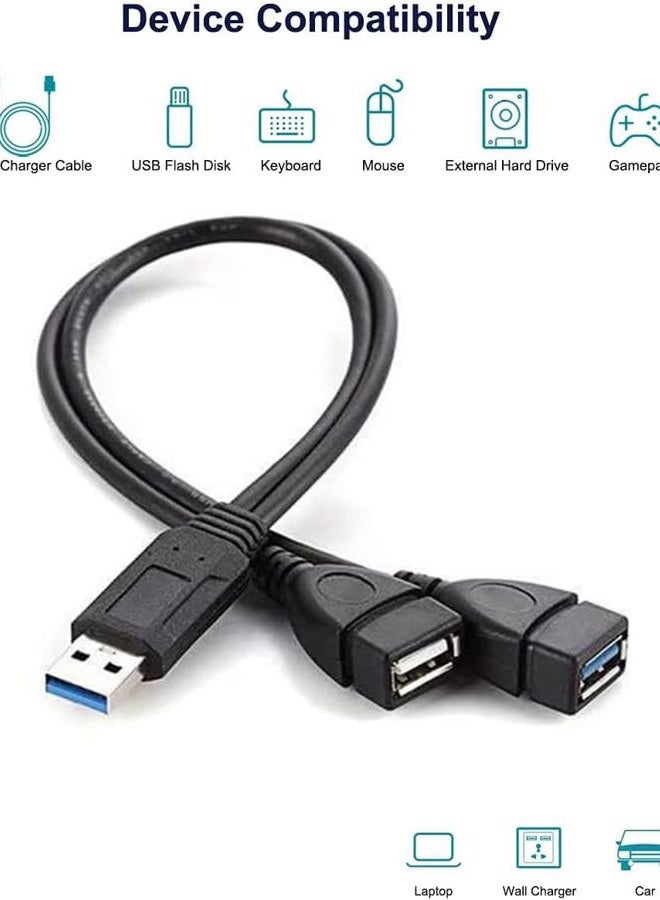Eanetf HANGYAN USB 3.0 Female to Male Splitter Cable(2pack),USB 3.0 Female to Dual USB Male 1 to 2 Sync Data Charging Converter Y Extension Cable Cord for PC/Car/Laptop/U Disk/Network Card/Hard Disk etc. - Image 4