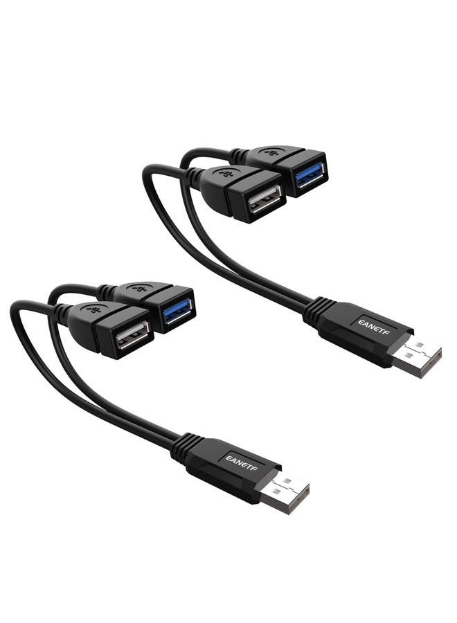 Eanetf HANGYAN USB 3.0 Female to Male Splitter Cable(2pack),USB 3.0 Female to Dual USB Male 1 to 2 Sync Data Charging Converter Y Extension Cable Cord for PC/Car/Laptop/U Disk/Network Card/Hard Disk etc. - Image 1