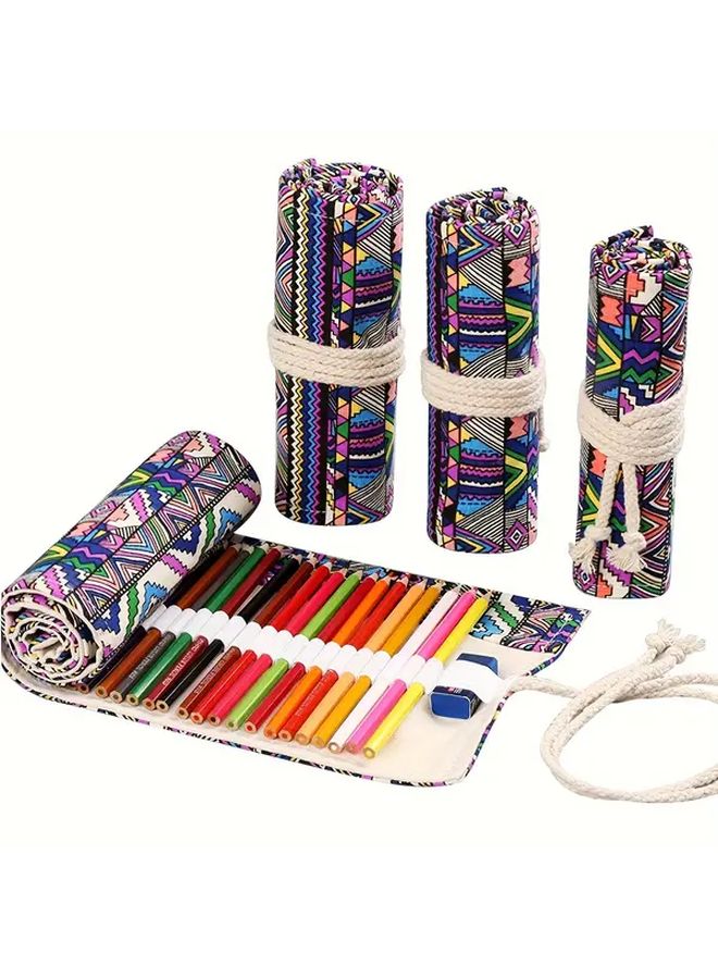 Maple Leaf Colored Pencil Roll Up Case 24 Holes Durable Canvas Drawstring Closure - Image 3